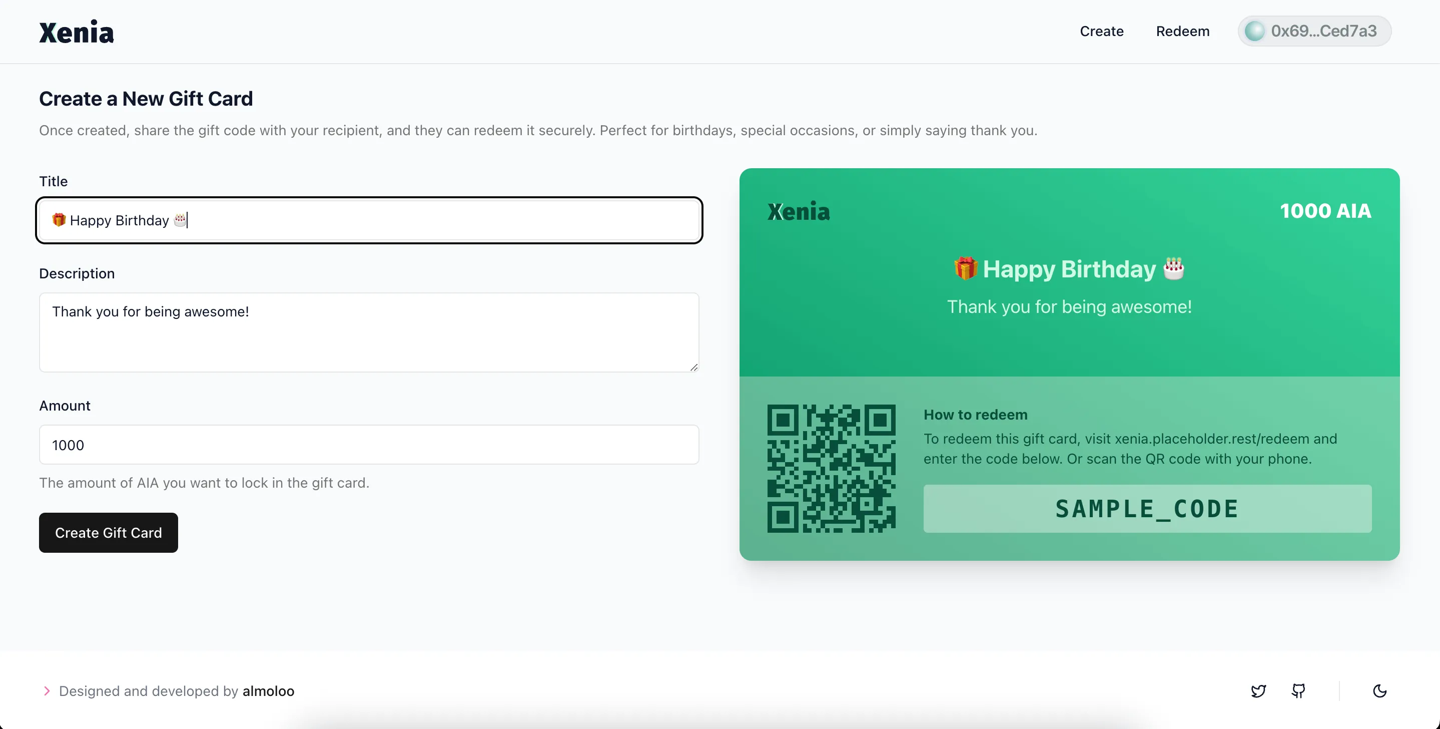 Creating a gift card