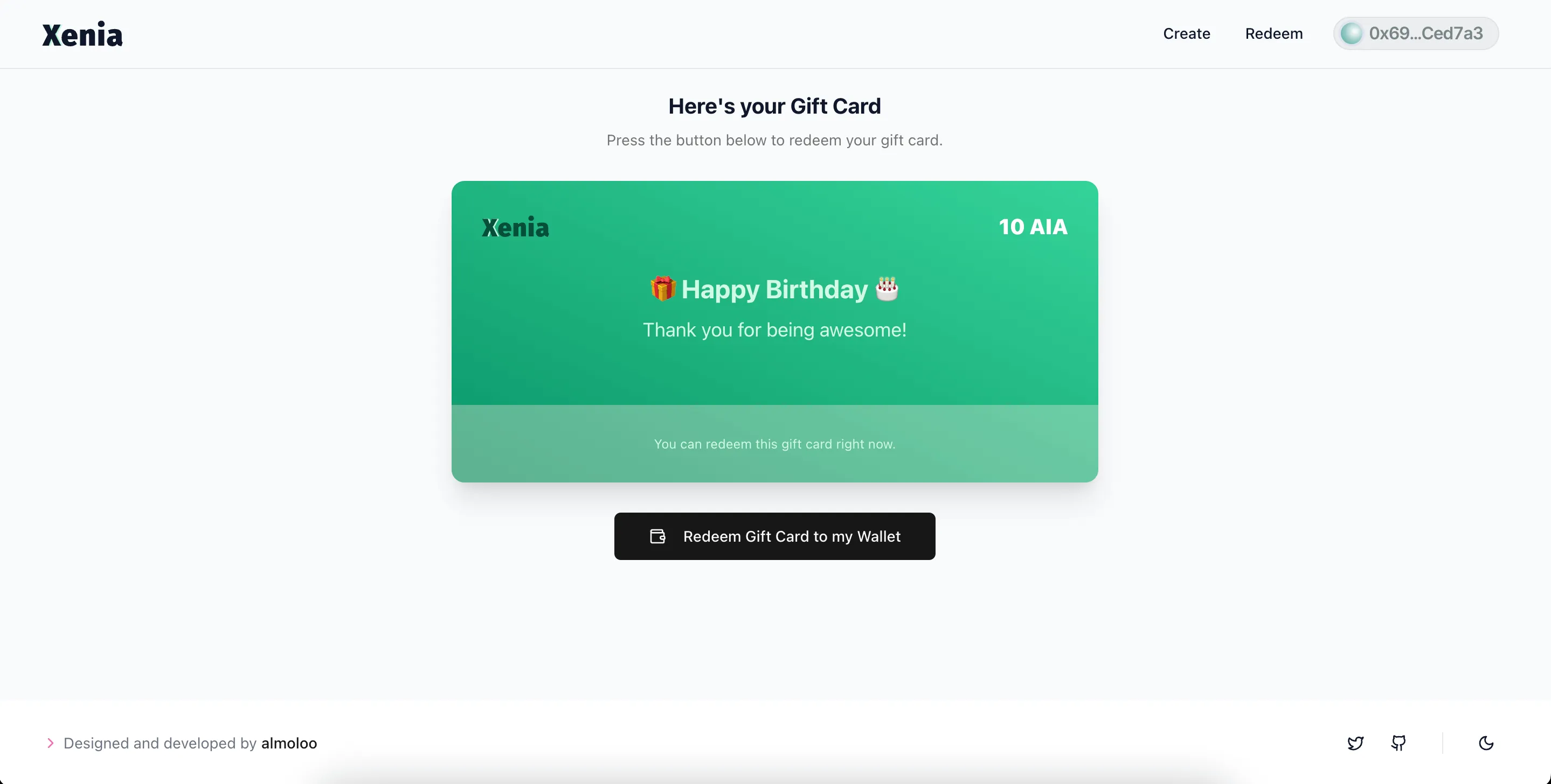 Redeeming a gift card